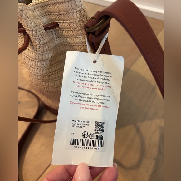 Sézane Mini Farrow Raphia Bag Bucket Leather Strap Natural Beige Woven Sezane - Picture 8 of 13